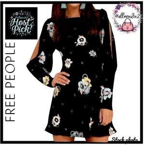 Free People Vintage Bishop Sleve Floral Mini/ Midi Dress Multi-Host Pick